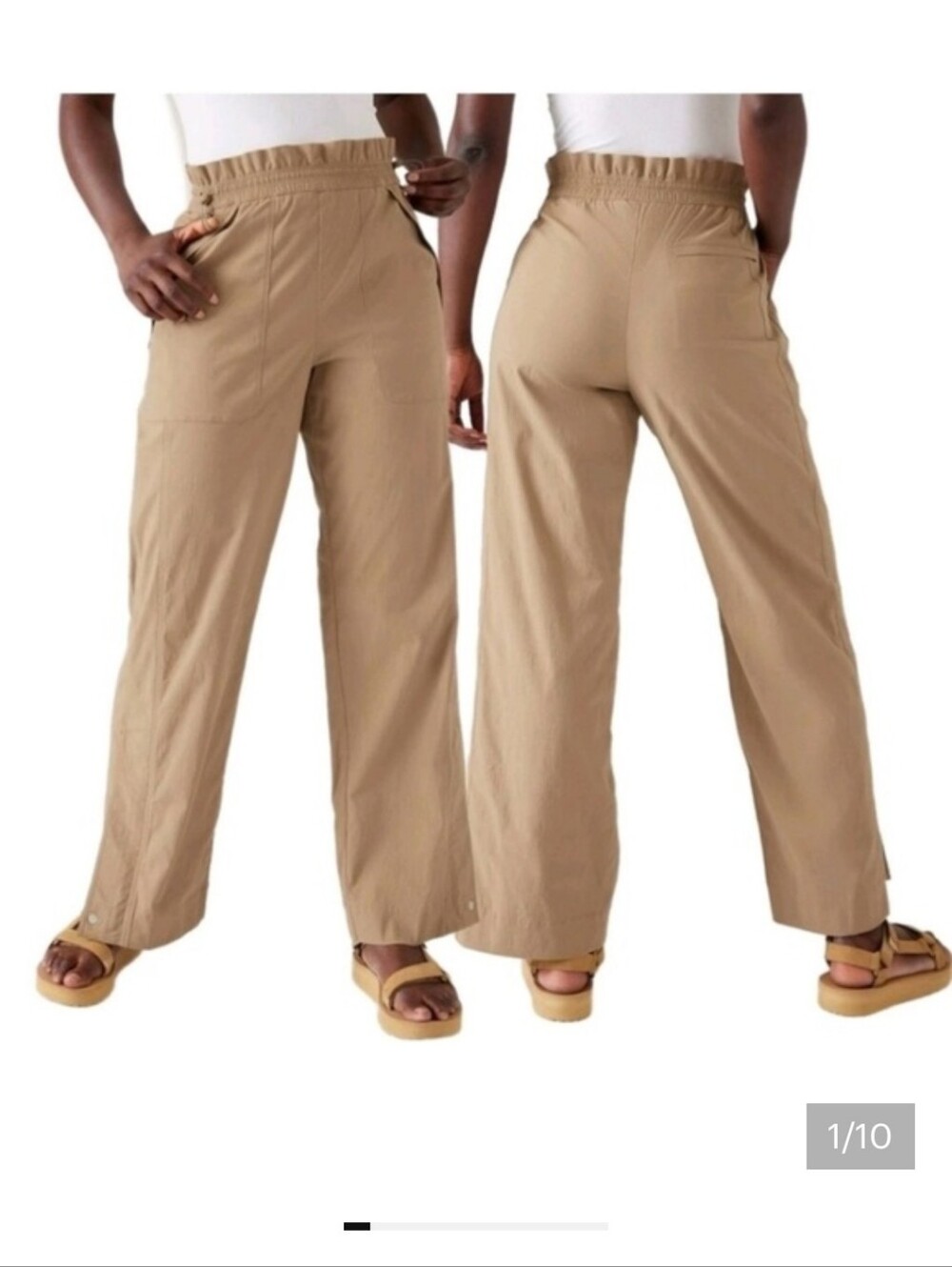 Athleta Trekkie Big Sur Brown Parachute Pant Size 6 Tall Hiking NWOT